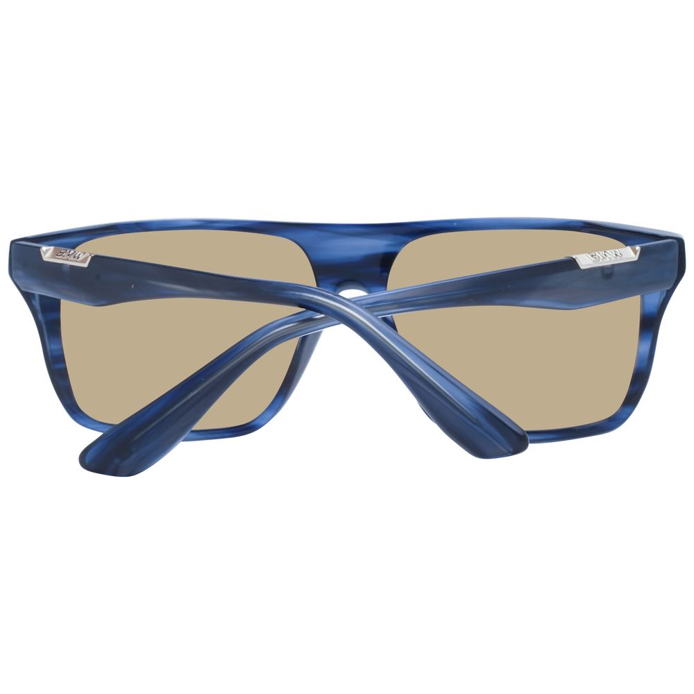 BMW Blue Men’s Aviator Sunglasses – Blue Frame with Brown Lenses, 57mm