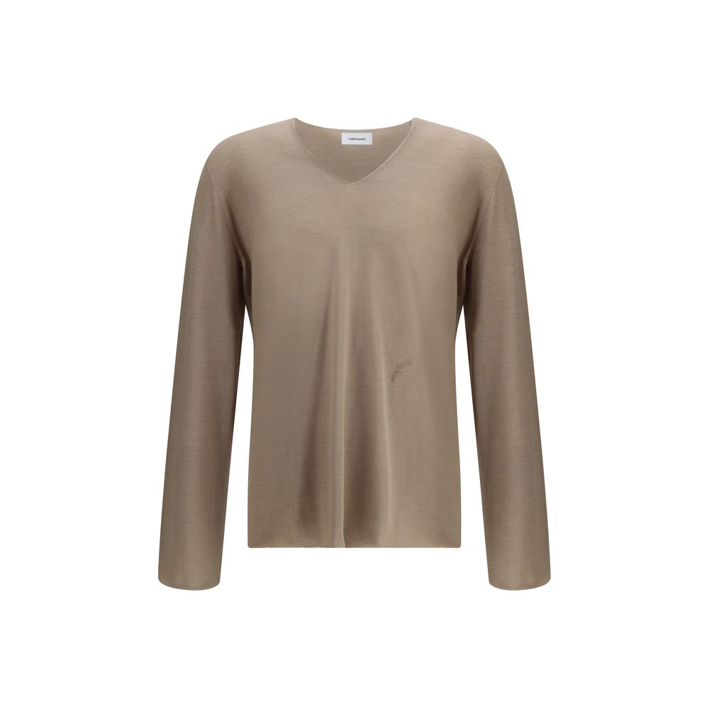 Ferragamo Cashmere, Virgin Wool and Silk V-neck Sweater