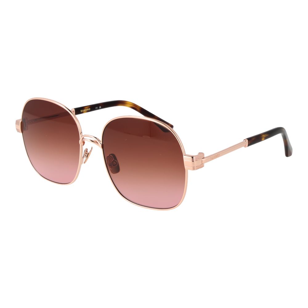 Sandro Rose Gold Women’s Sunglasses – Chic Round Frame with Pink Gradient Lenses, 56mm