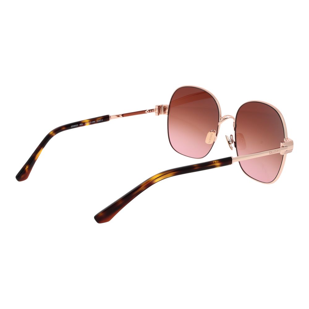 Sandro Rose Gold Women’s Sunglasses – Chic Round Frame with Pink Gradient Lenses, 56mm
