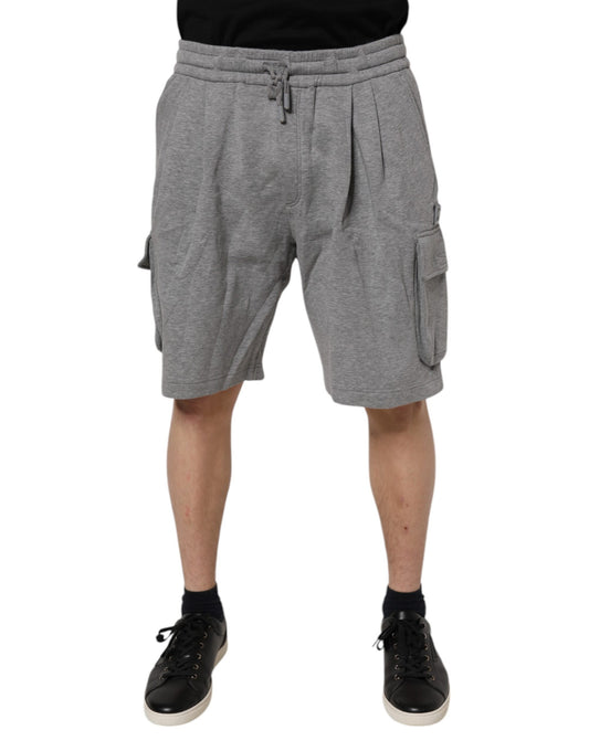 Dolce & Gabbana Grey Cargo Bermuda Sweatpants Shorts for Men
