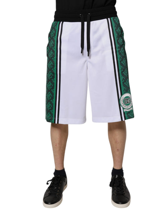 Dolce & Gabbana Men's White & Green Jersey Basketball Sweatshorts