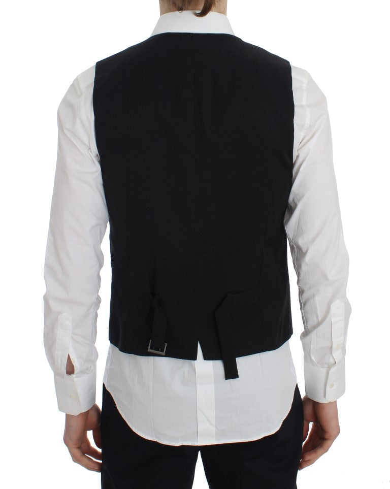 - Elegant Gray Striped Wool Vest