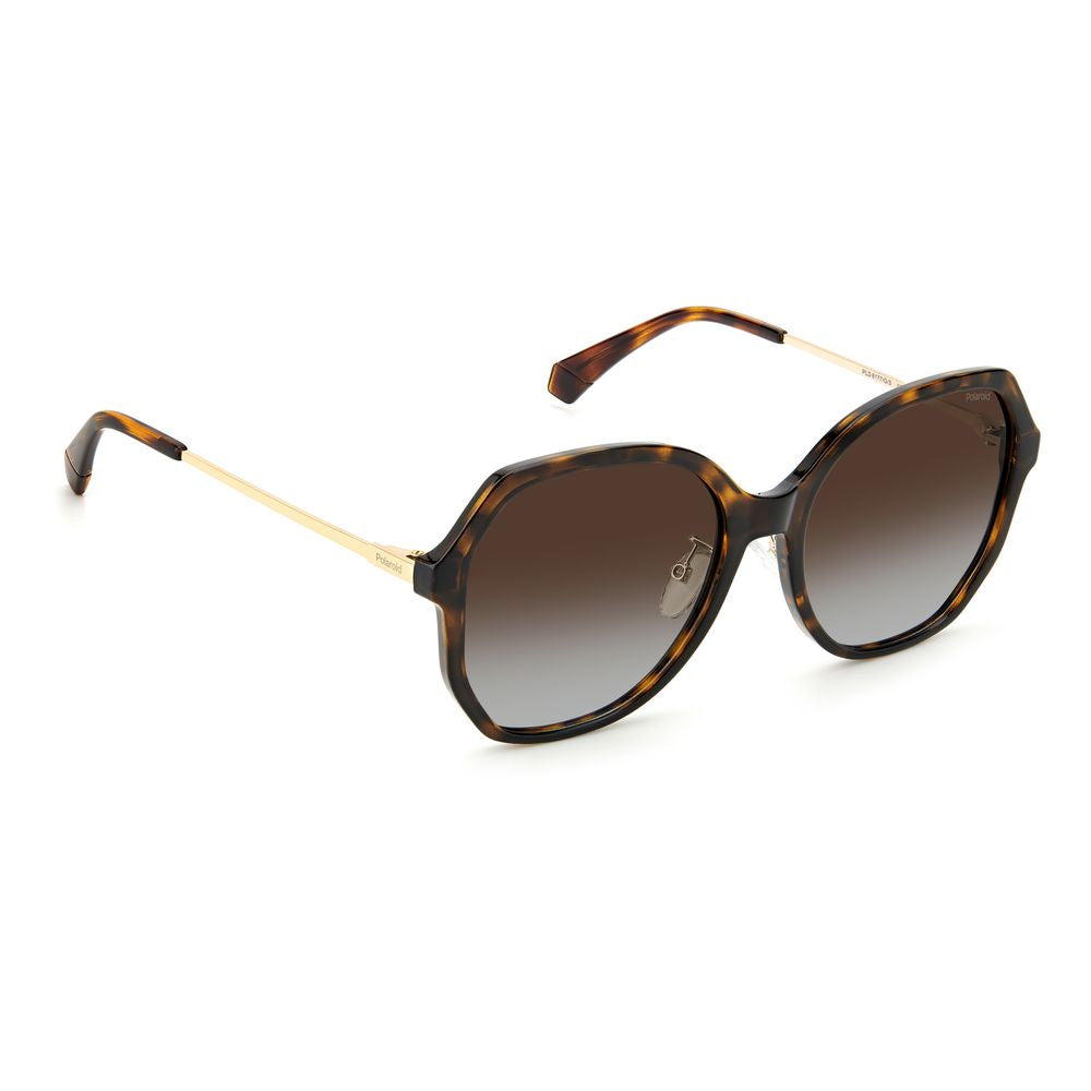 Polaroid Women's Sunglasses – Brown Havana Butterfly Style, 57mm