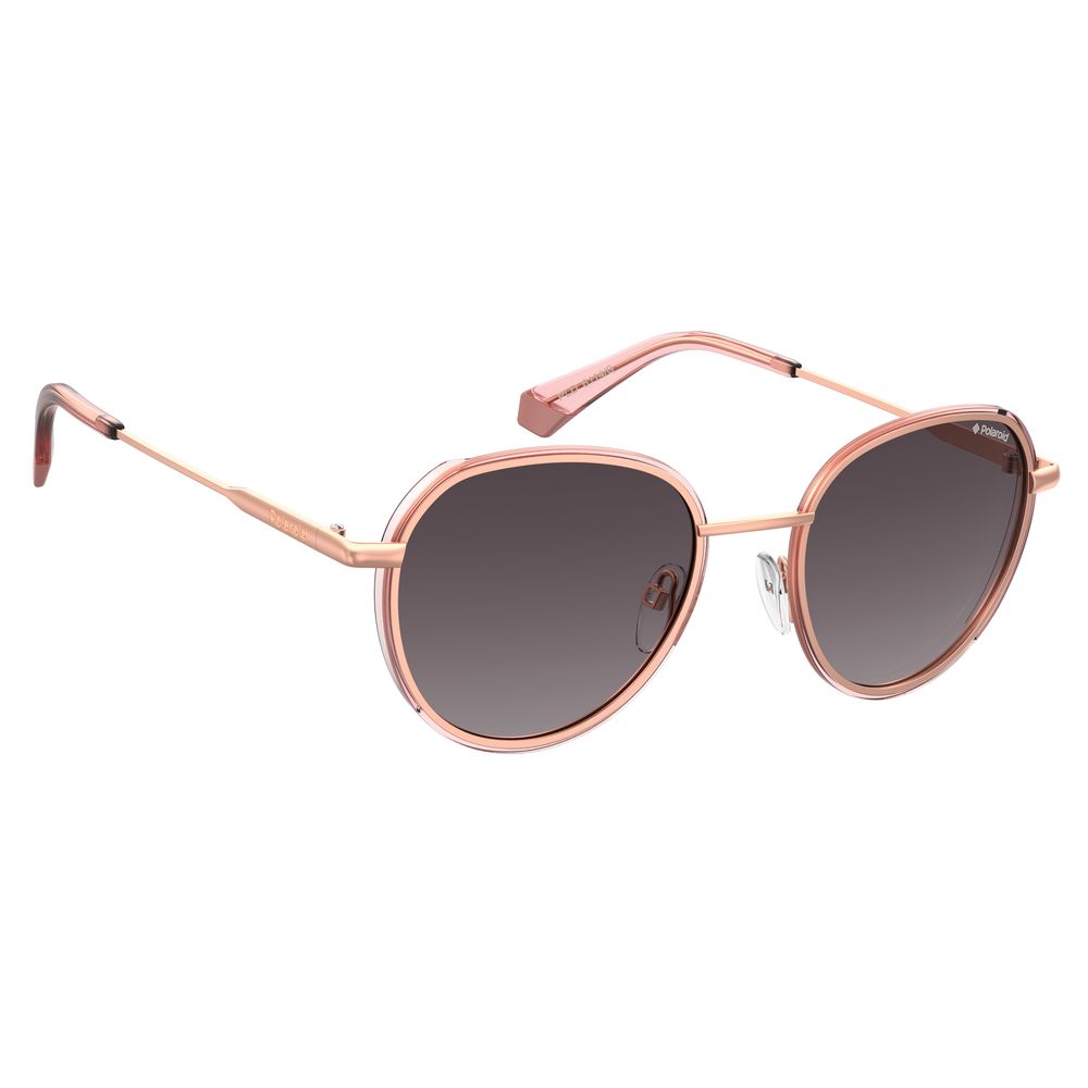 Polaroid Rose Gold Metal Unisex Sunglasses – Elegant Rounded Frame with Polarized Lenses, 51mm