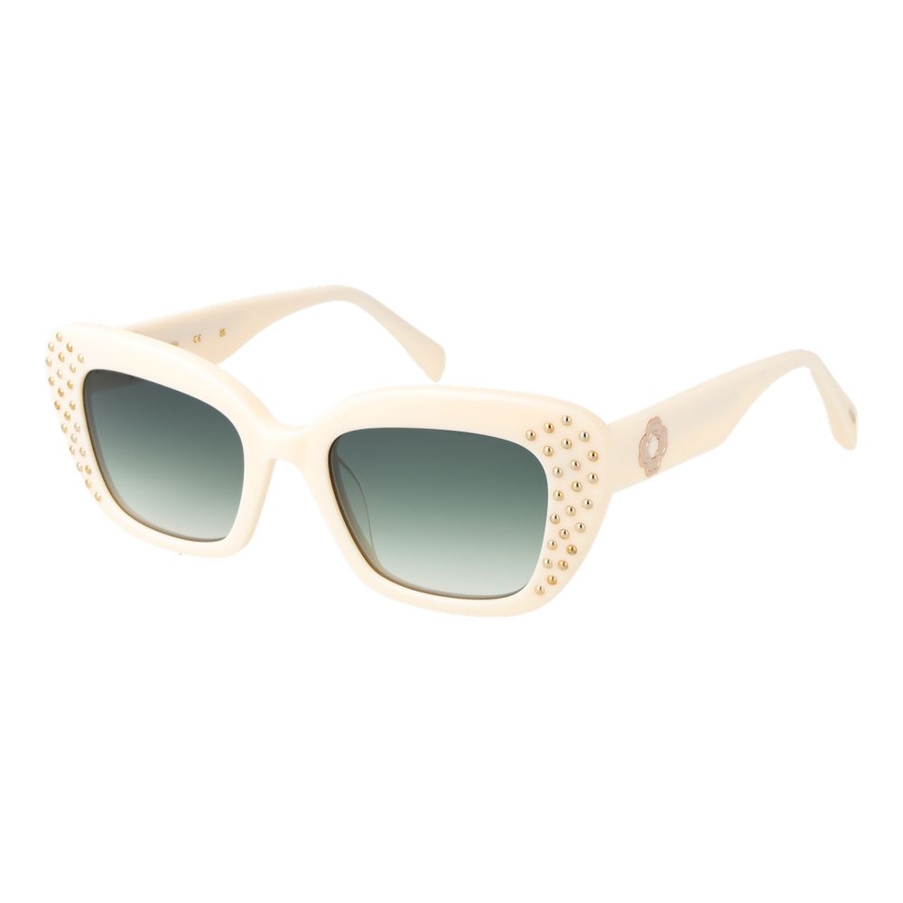 Maje Women’s Sunglasses – Cream Cat Eye Frame with Green Gradient Lenses, 50mm