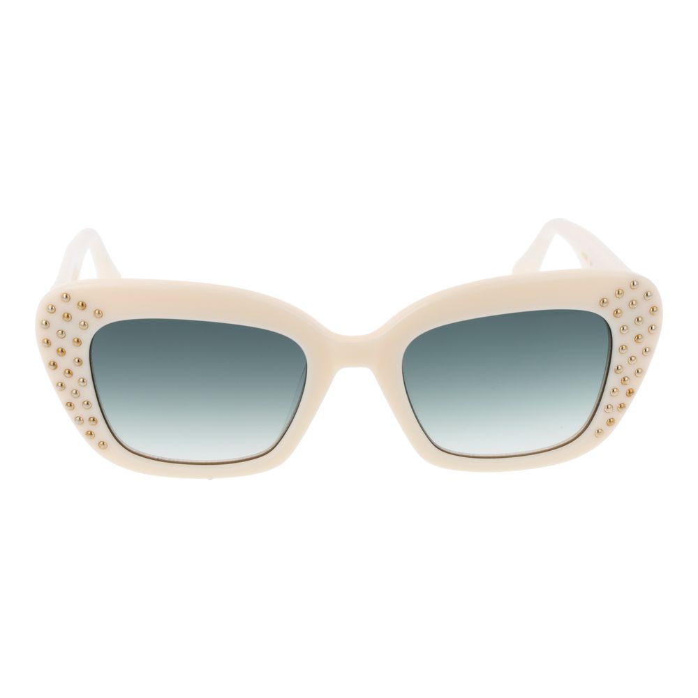 Maje Women’s Sunglasses – Cream Cat Eye Frame with Green Gradient Lenses, 50mm