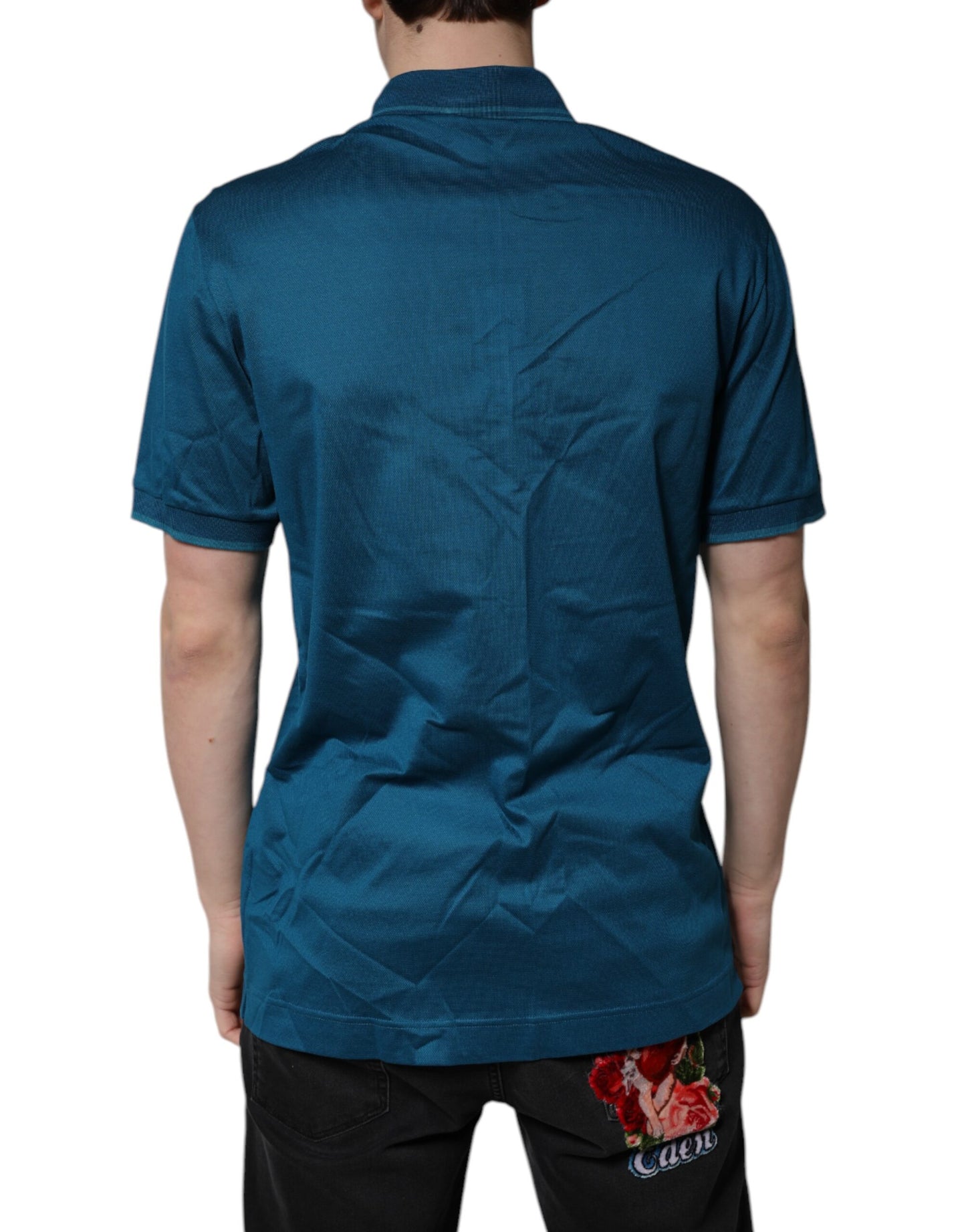 Dolce & Gabbana Blue Logo Cotton Men Polo Shirt