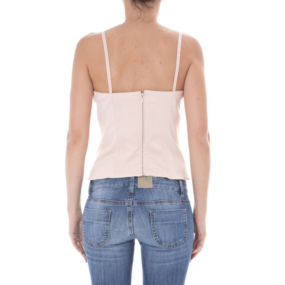John Galliano Pink Elastane Underwear Vest Top with Lace Inserts