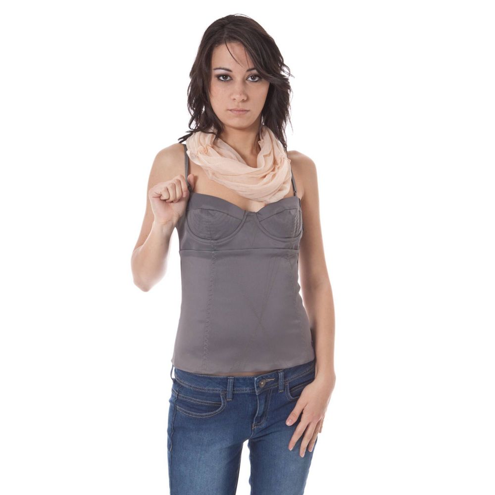 John Galliano Gray Elastane Underwear Vest Top with Adjustable Straps