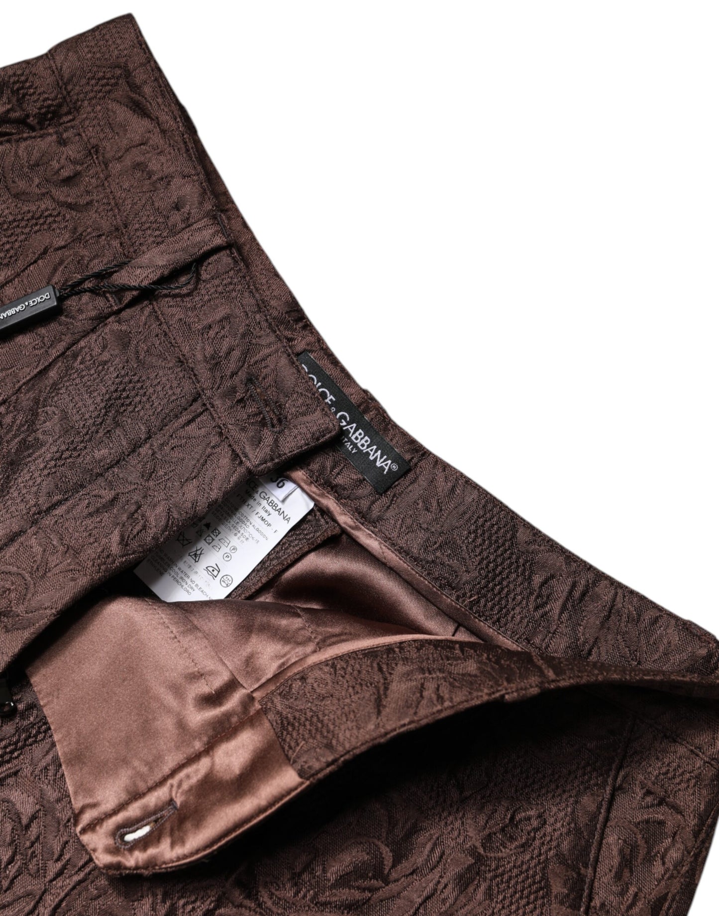 Dolce & Gabbana Brown Floral Brocade Mid Waist Mini Shorts