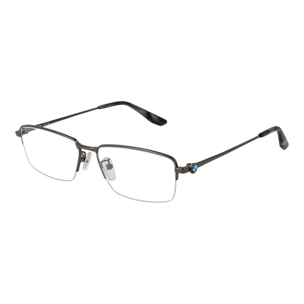 BMW Silver Men's Optical Frames – Rectangle Demo-Lens Glasses