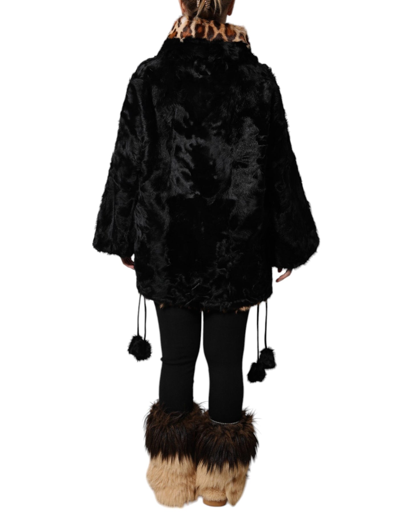 Dolce & Gabbana Black Lamb Fur Short Coat for Women