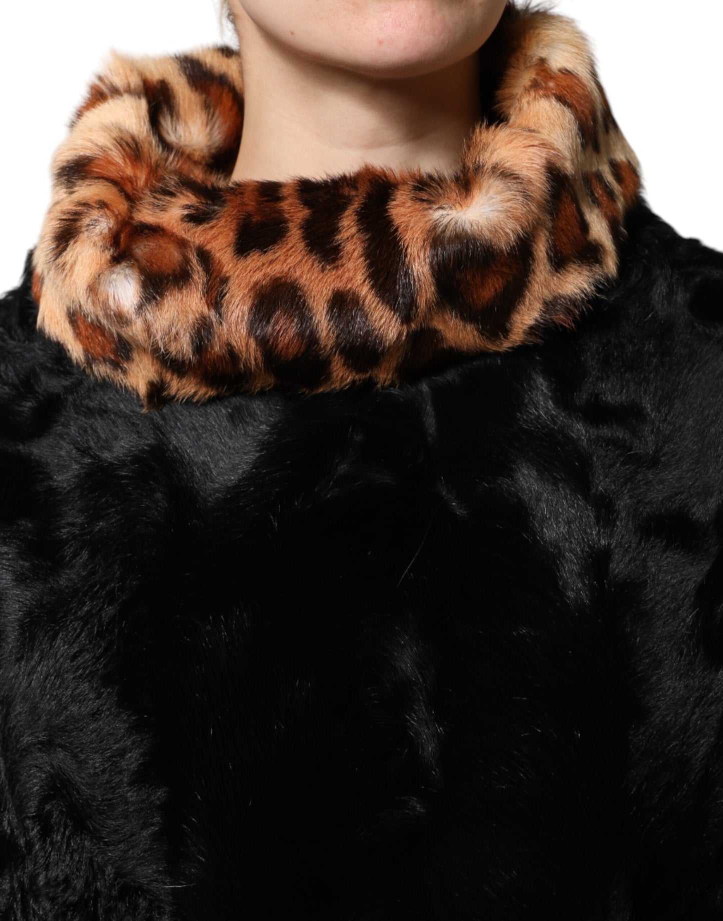 Dolce & Gabbana Black Lamb Fur Short Coat for Women