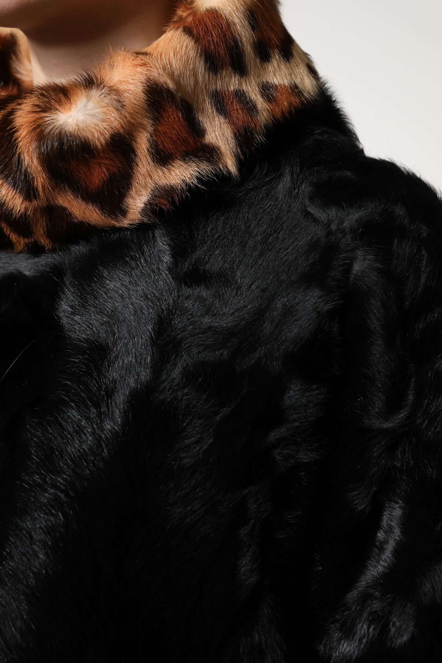 Dolce & Gabbana Black Lamb Fur Short Coat for Women