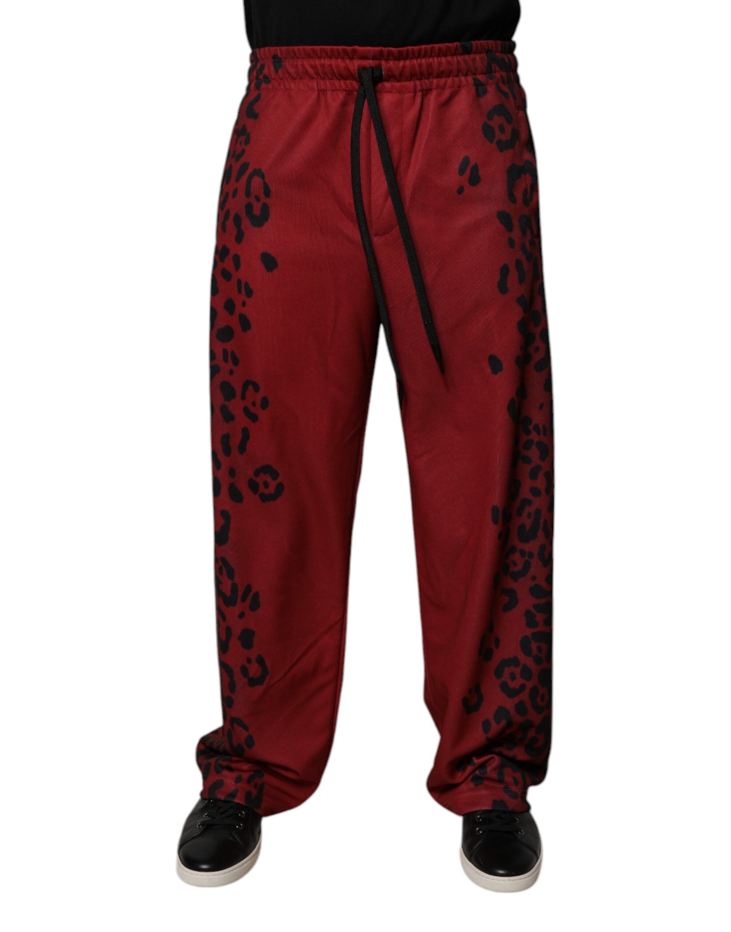 Dolce & Gabbana Red Leopard Print Jogger Pants for Men