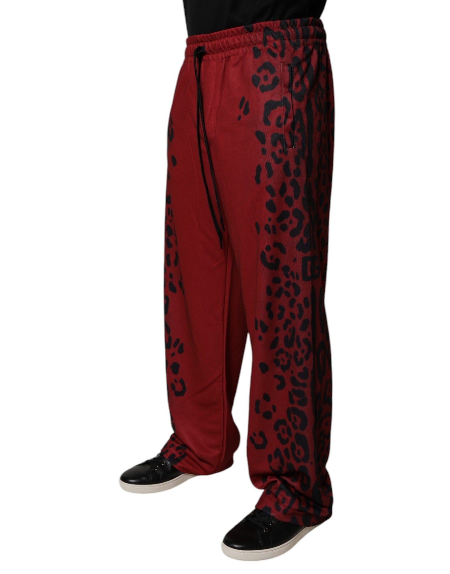 Dolce & Gabbana Red Leopard Print Jogger Pants for Men