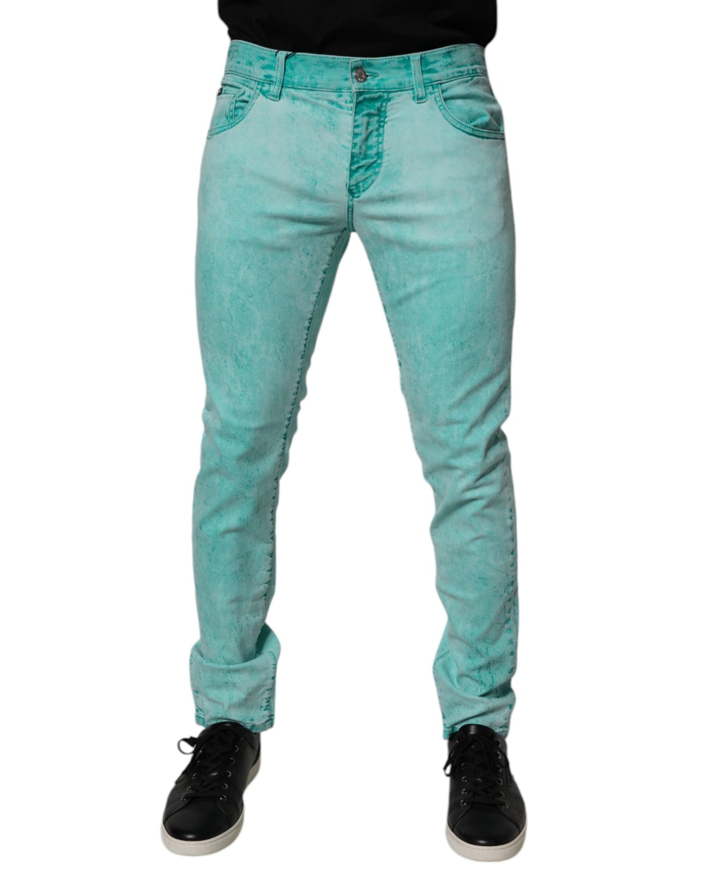 Dolce & Gabbana Green Tie Dye Cotton Skinny Denim Jeans