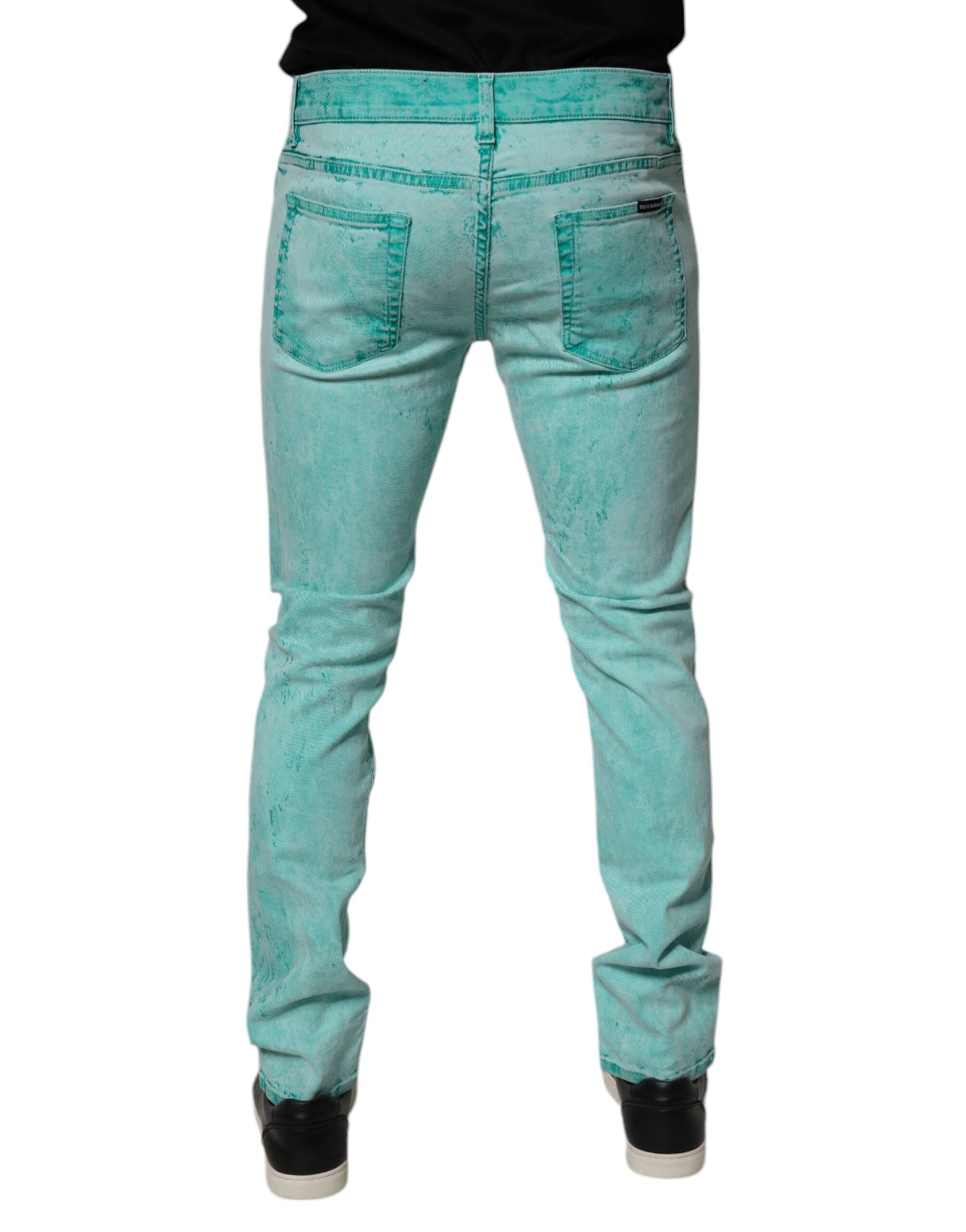 Dolce & Gabbana Green Tie Dye Cotton Skinny Denim Jeans