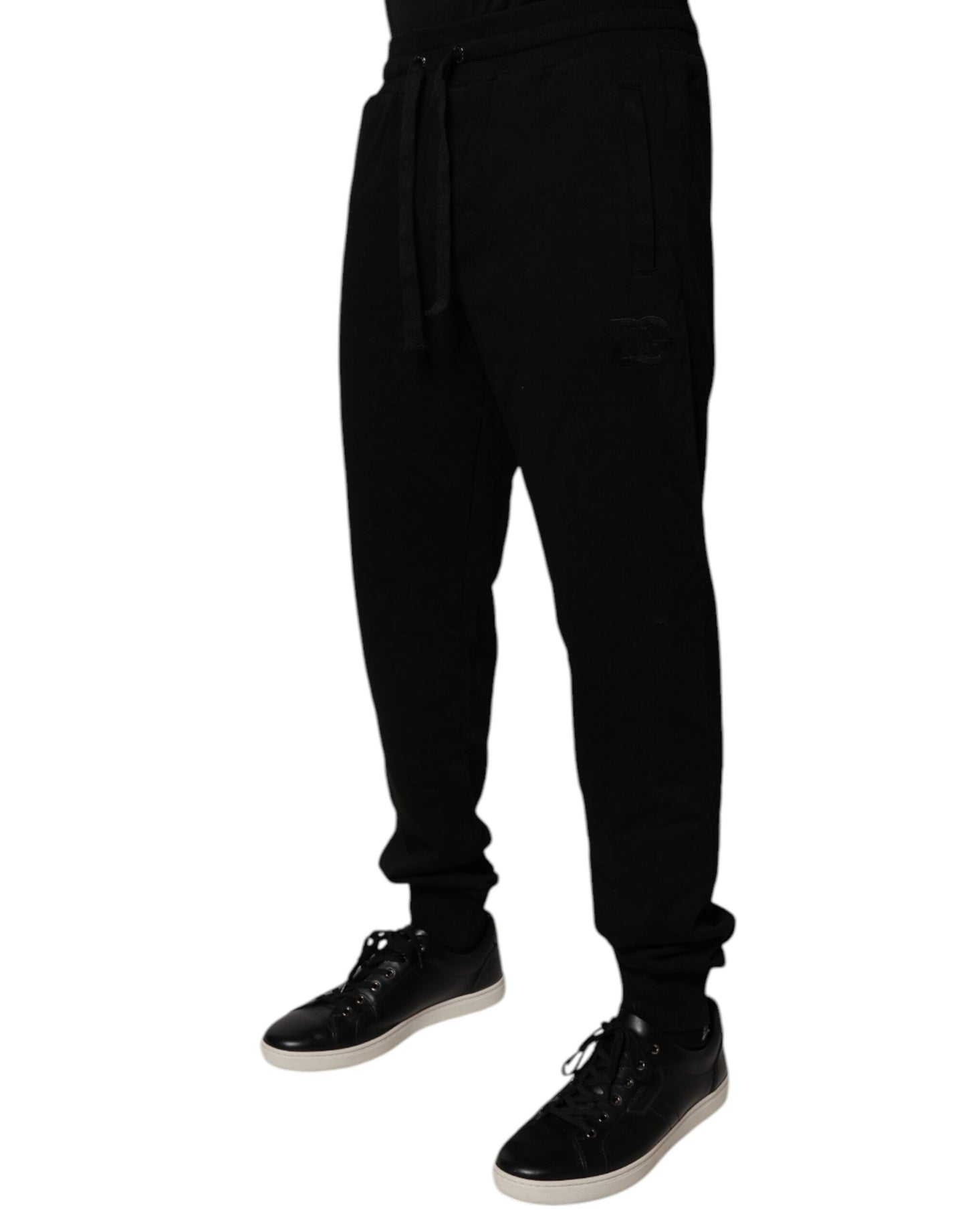 Dolce & Gabbana Black Cotton Mid Waist Jogger Sweatpants