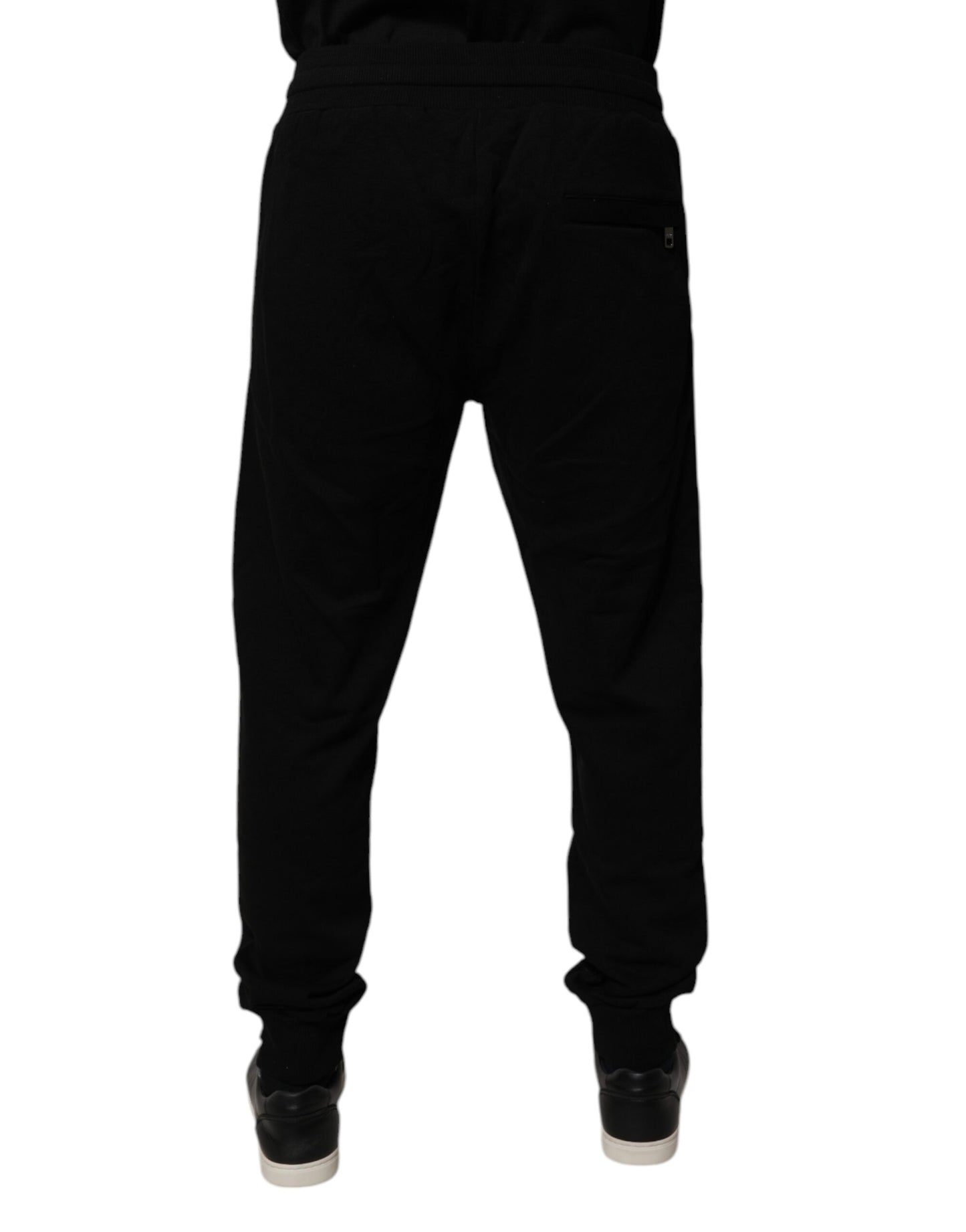 Dolce & Gabbana Black Cotton Mid Waist Jogger Sweatpants