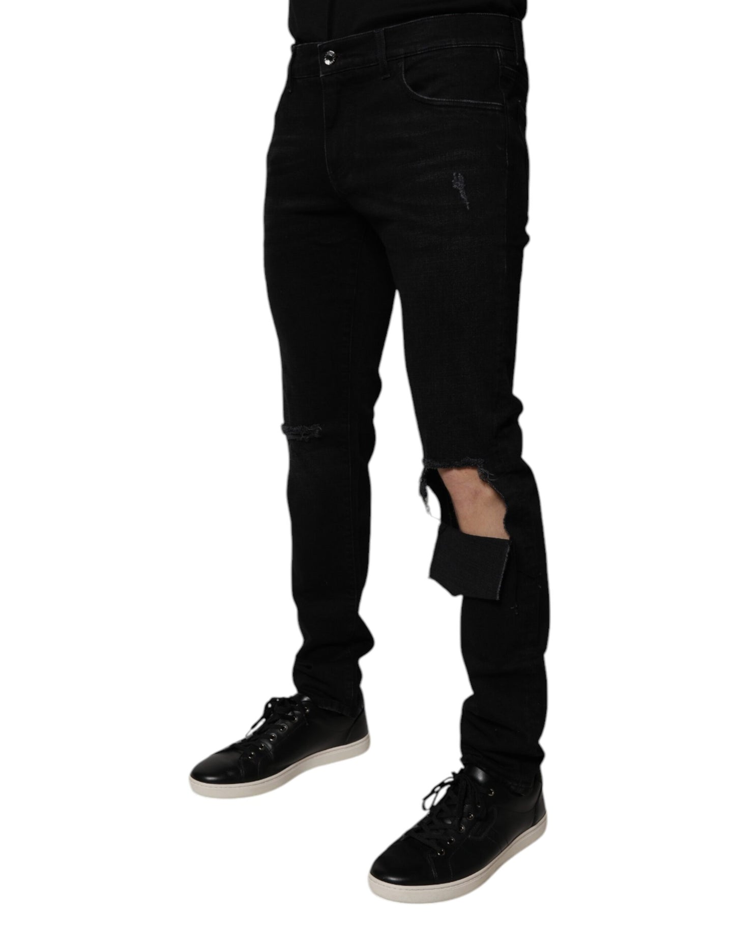 Dolce & Gabbana Black Ripped Skinny Denim Jeans for Men