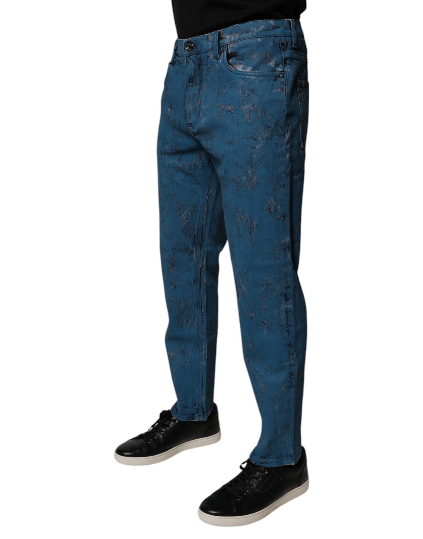 Dolce & Gabbana Blue Tie Dye Cotton Skinny Denim Jeans