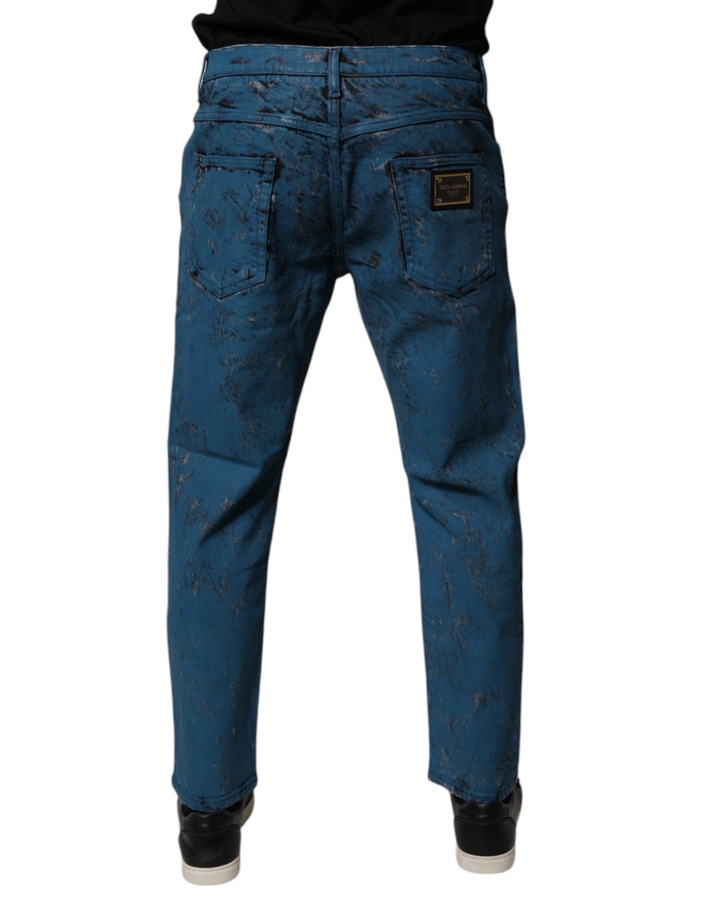 Dolce & Gabbana Blue Tie Dye Cotton Skinny Denim Jeans