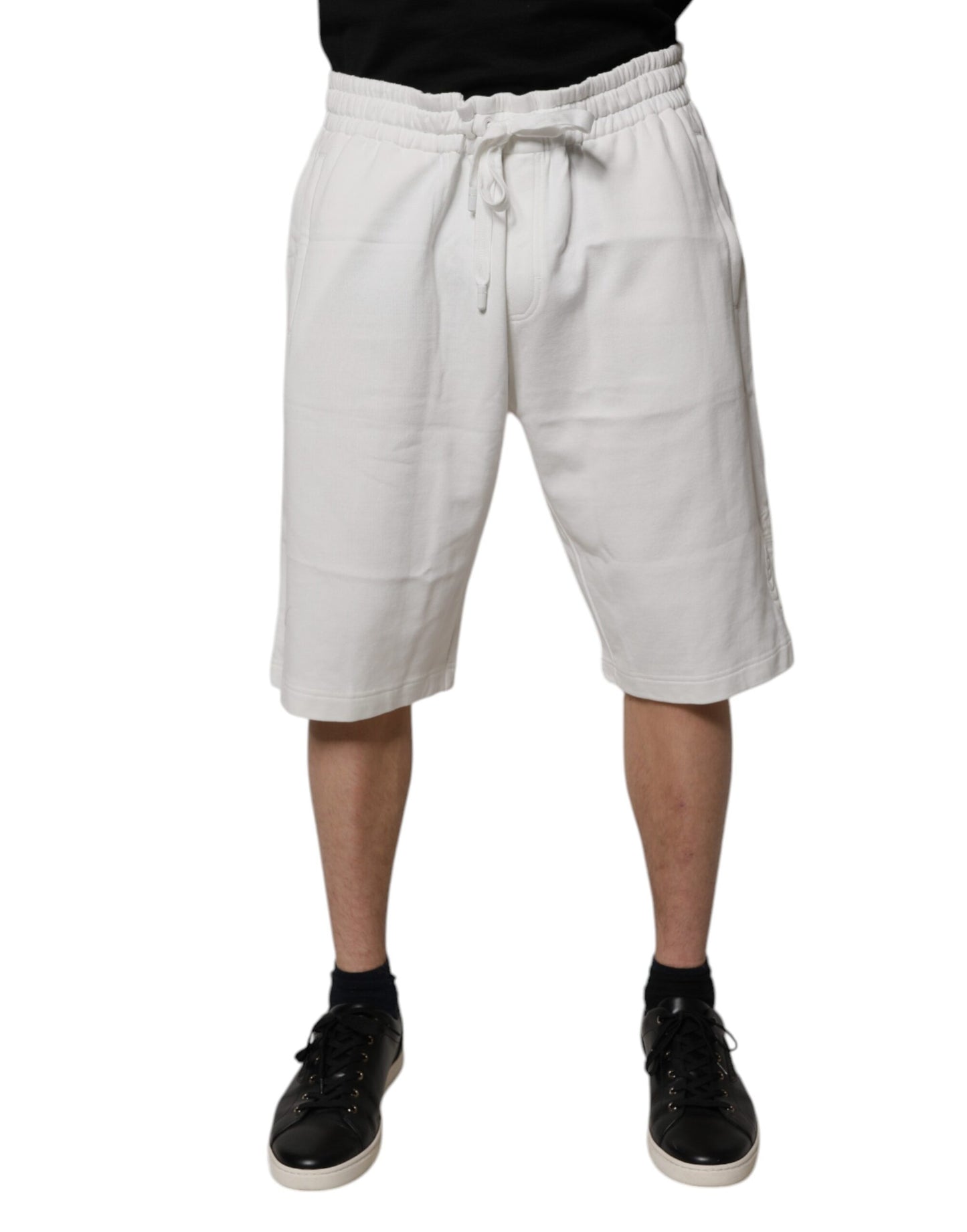 Dolce & Gabbana White Cotton Sweatshorts for Men - Bermuda Style