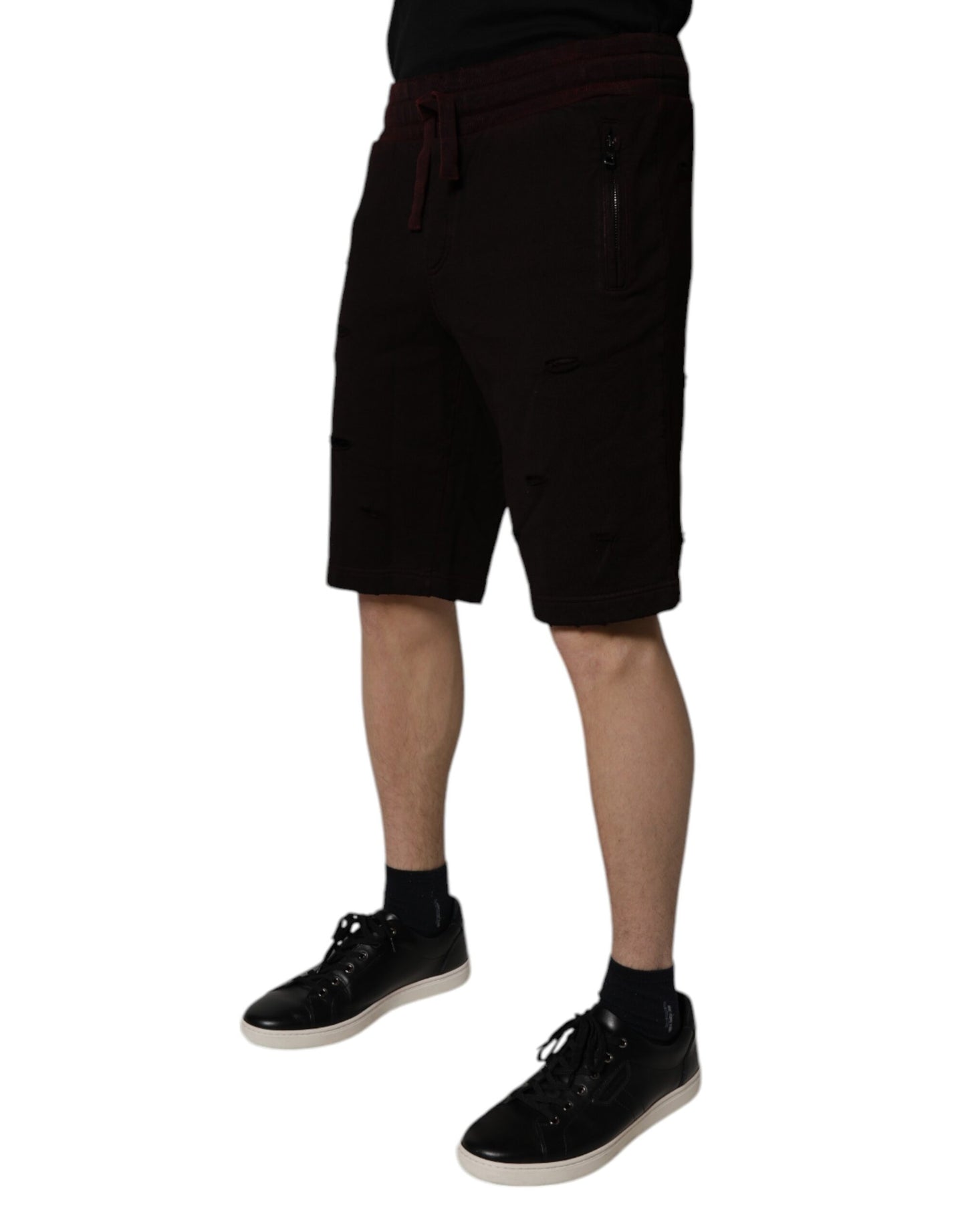 Dolce & Gabbana Maroon Cotton Sweatshorts for Men