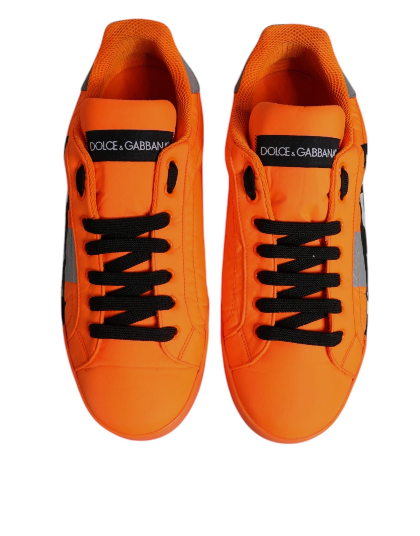 Dolce & Gabbana Orange Portofino Logo Tape Men Sneakers