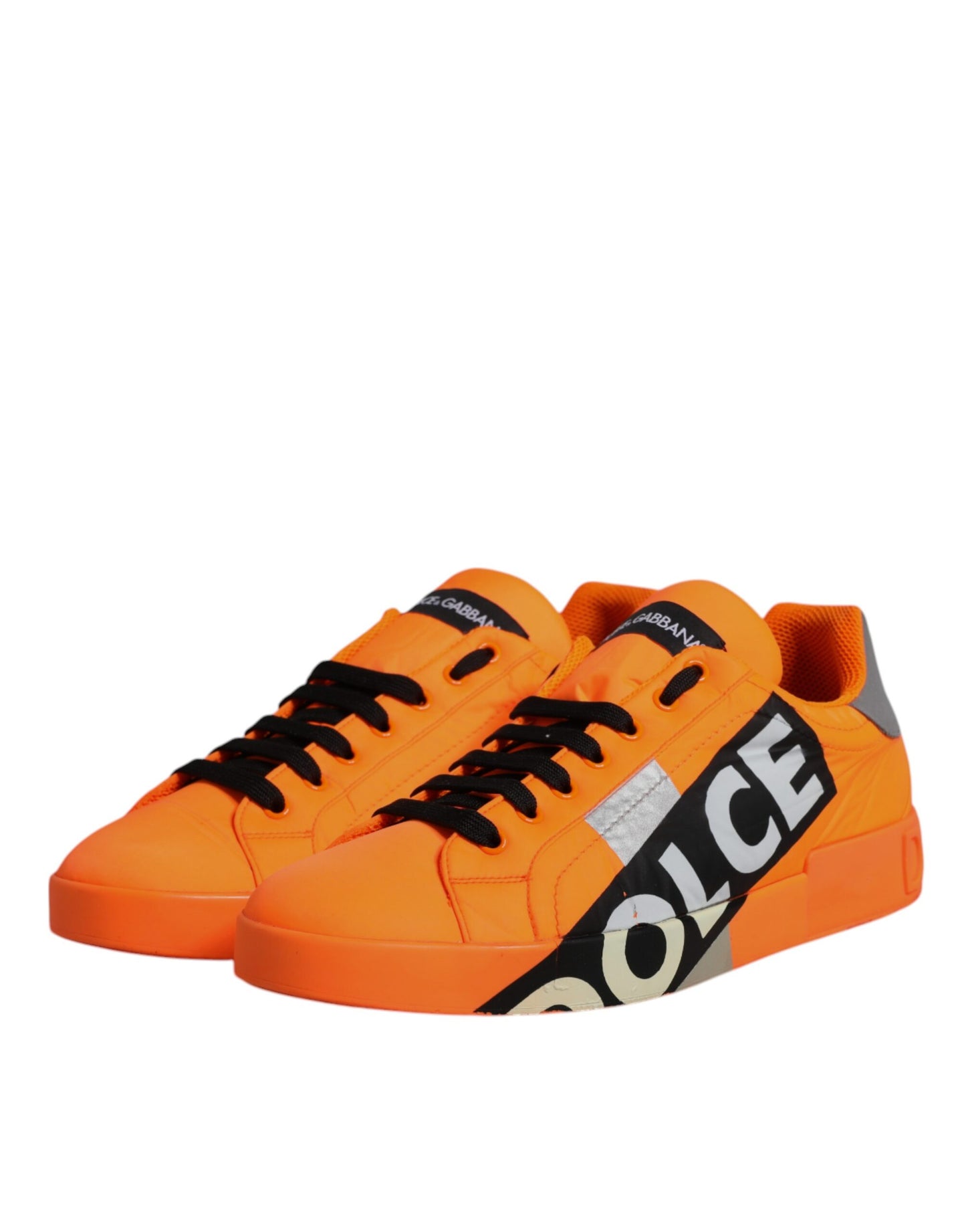 Dolce & Gabbana Orange Portofino Logo Tape Men Sneakers