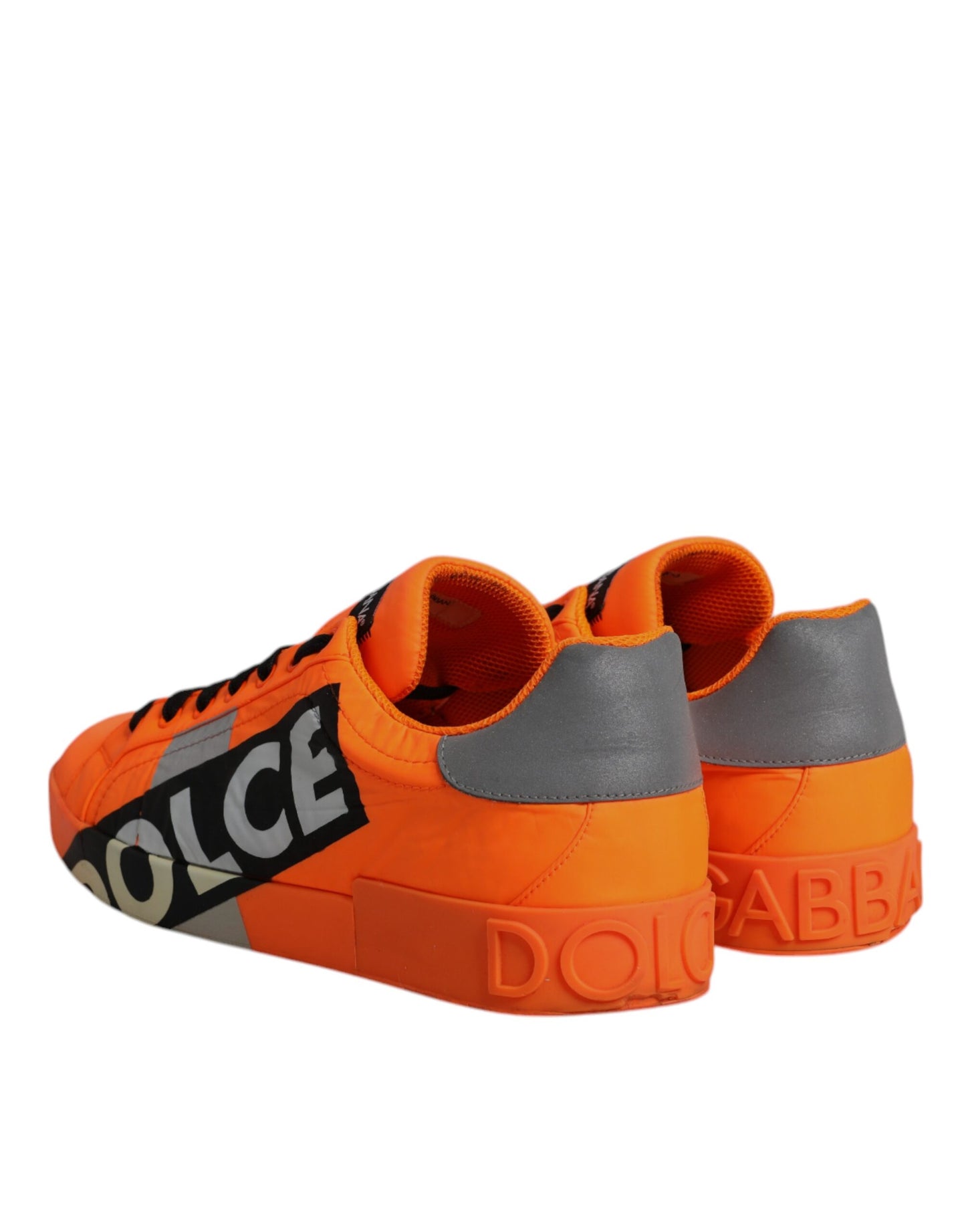 Dolce & Gabbana Orange Portofino Logo Tape Men Sneakers