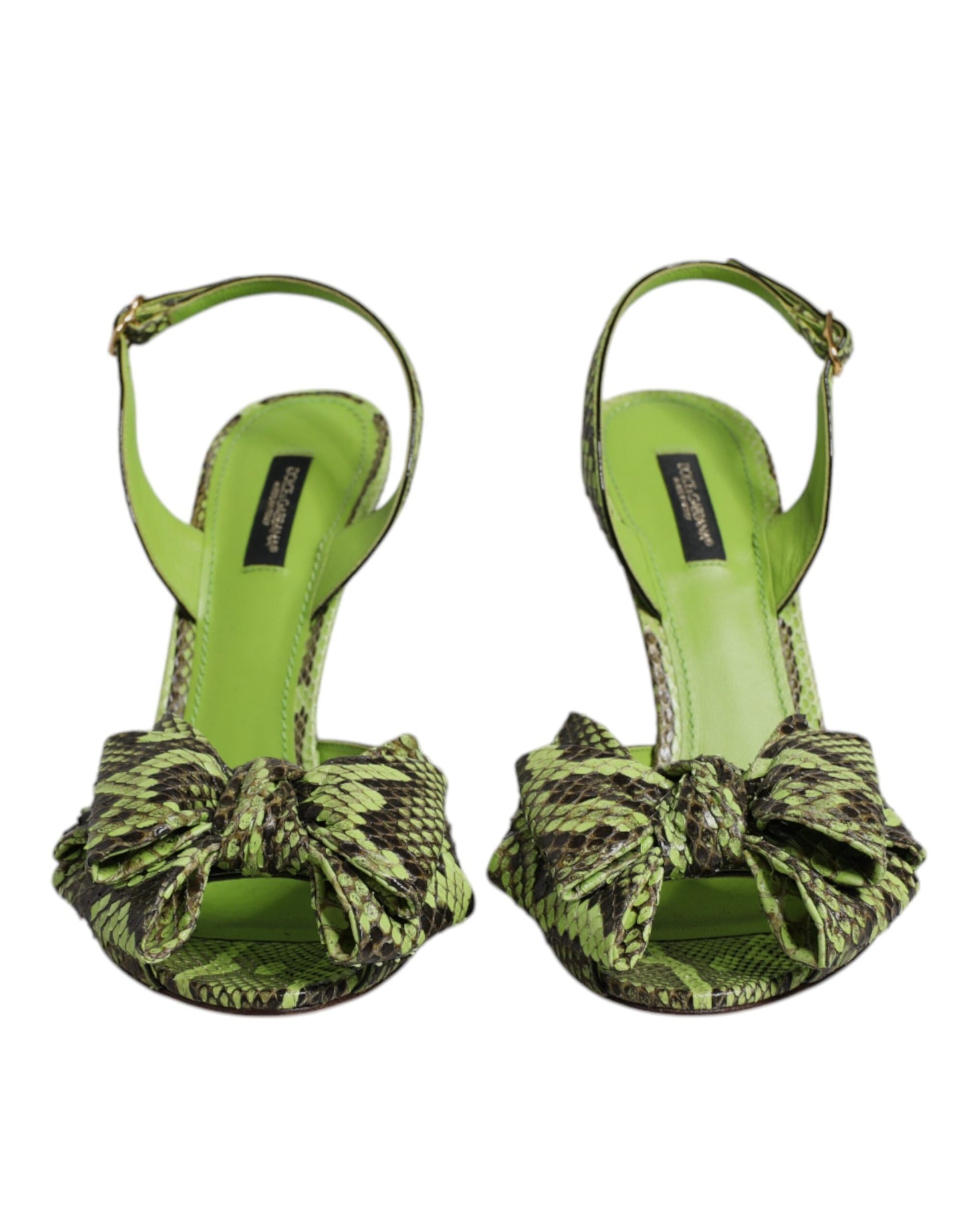 Dolce & Gabbana Green Python Leather Heels Sandals