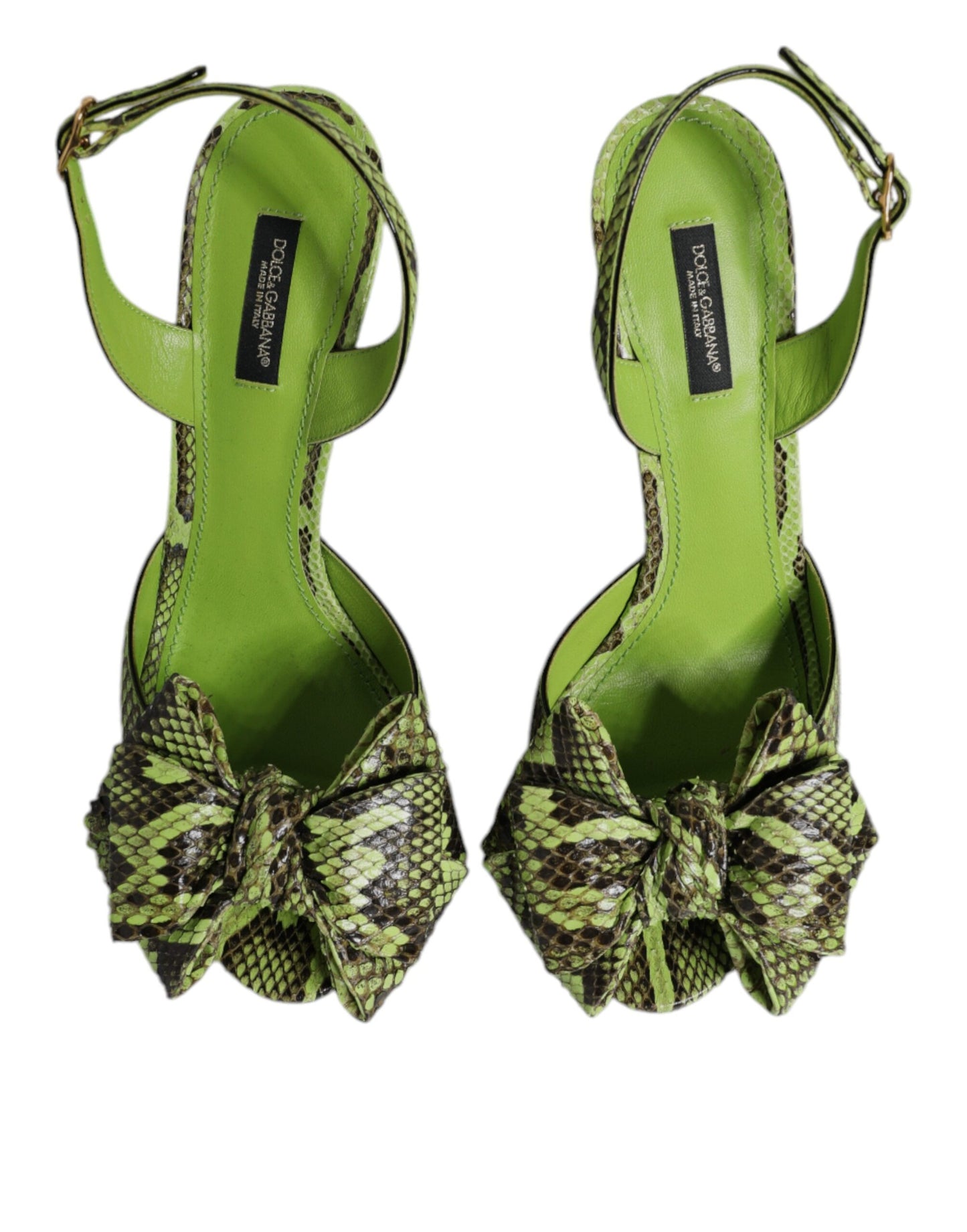 Dolce & Gabbana Green Python Leather Heels Sandals