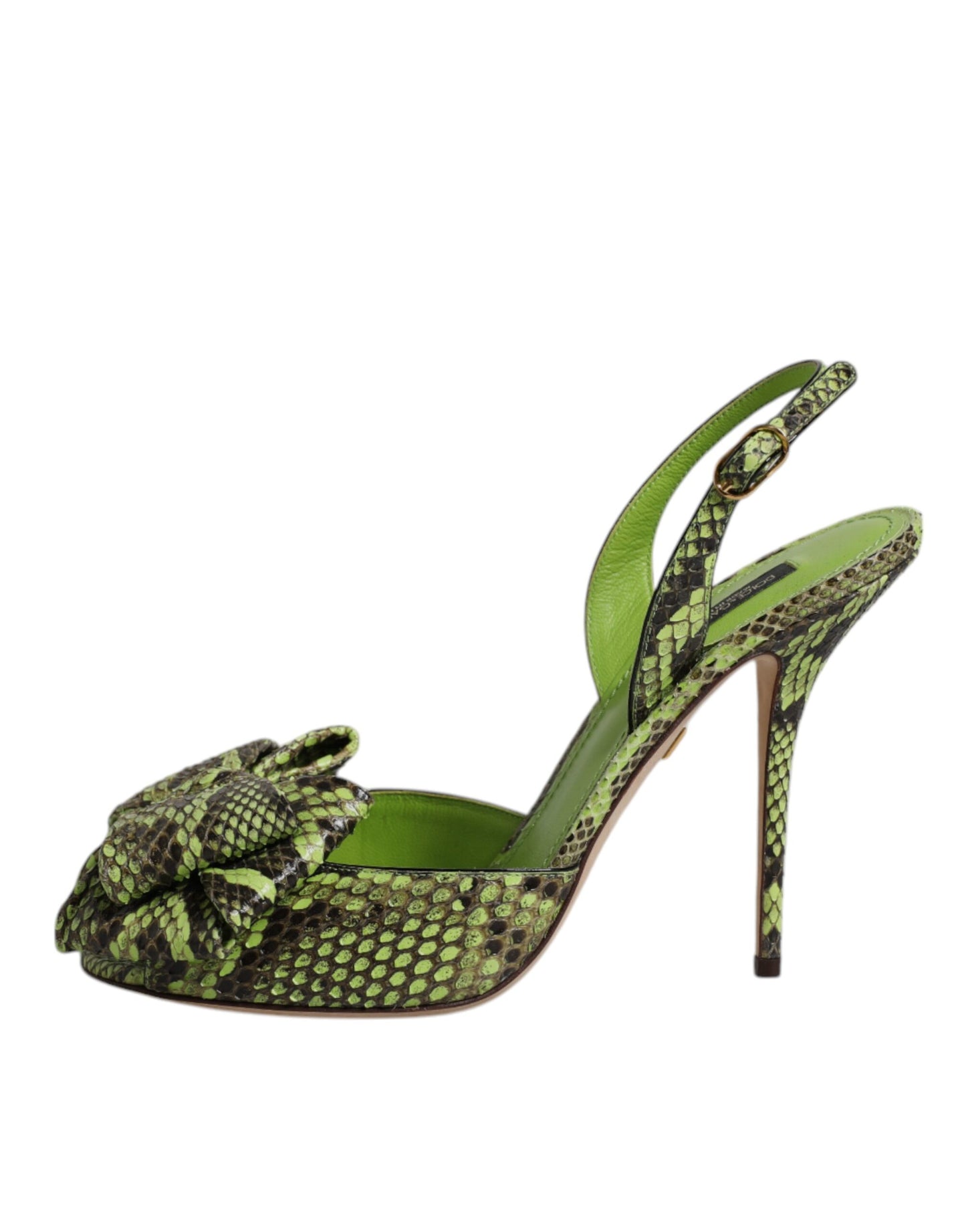 Dolce & Gabbana Green Python Leather Heels Sandals