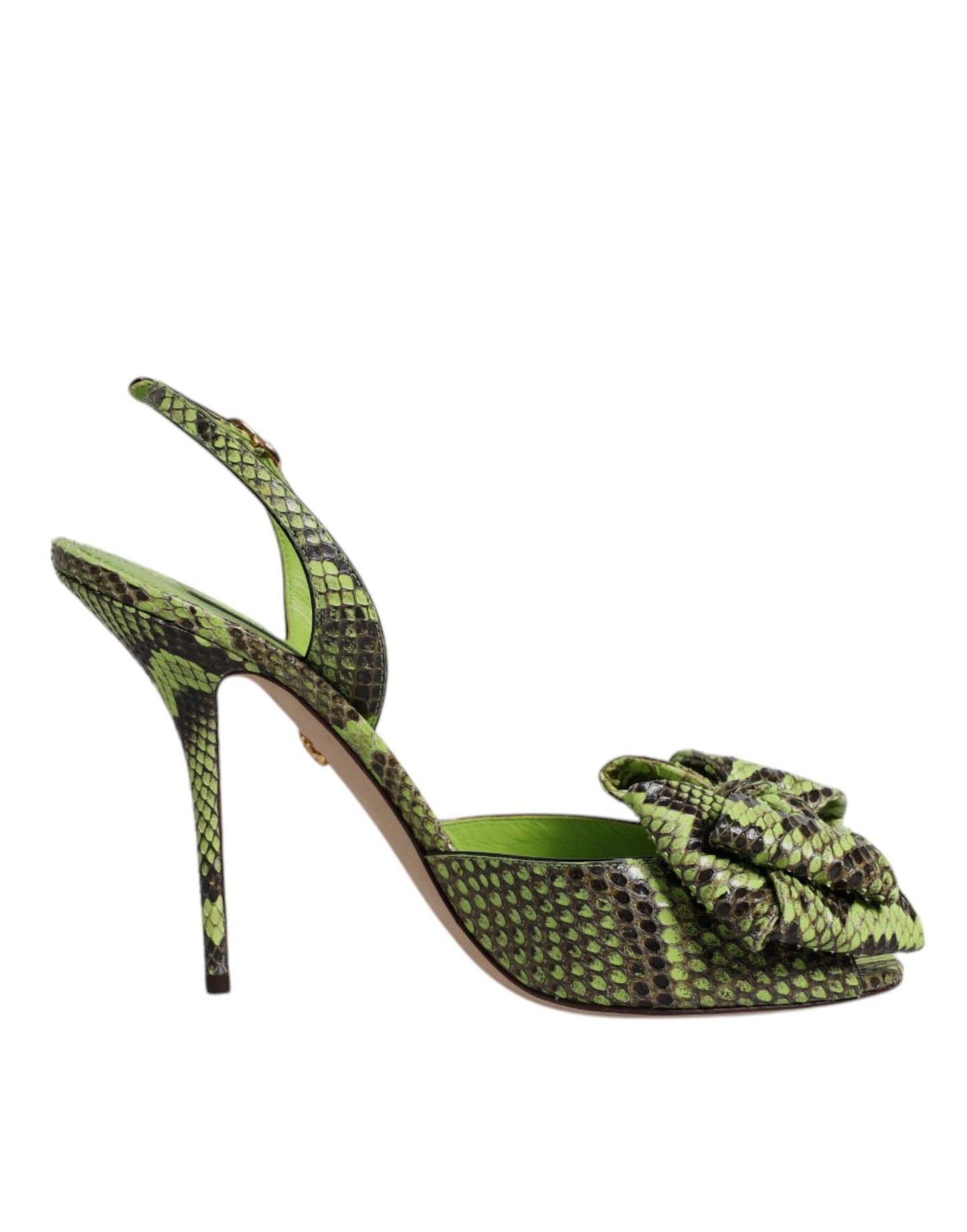 Dolce & Gabbana Green Python Leather Heels Sandals