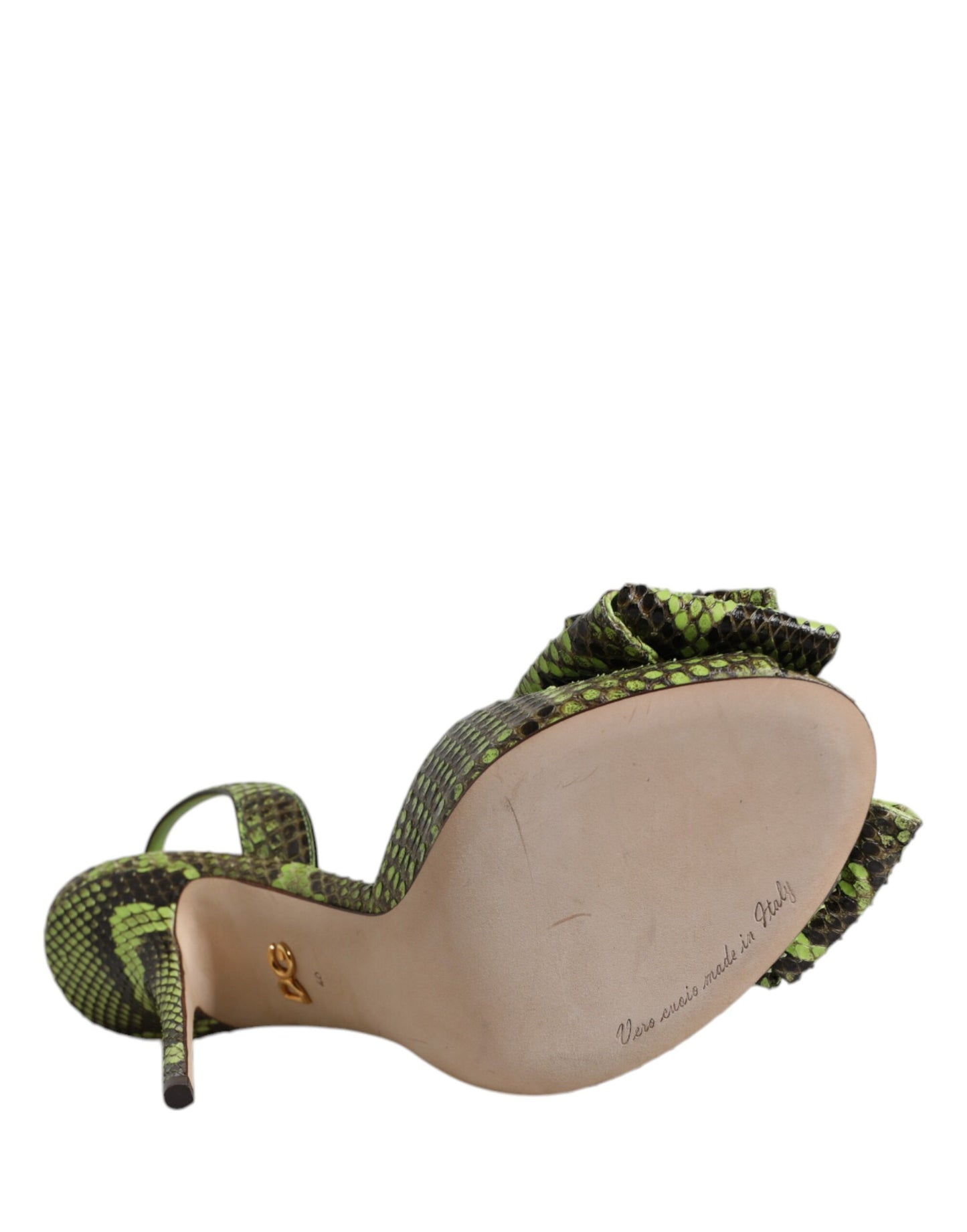 Dolce & Gabbana Green Python Leather Heels Sandals