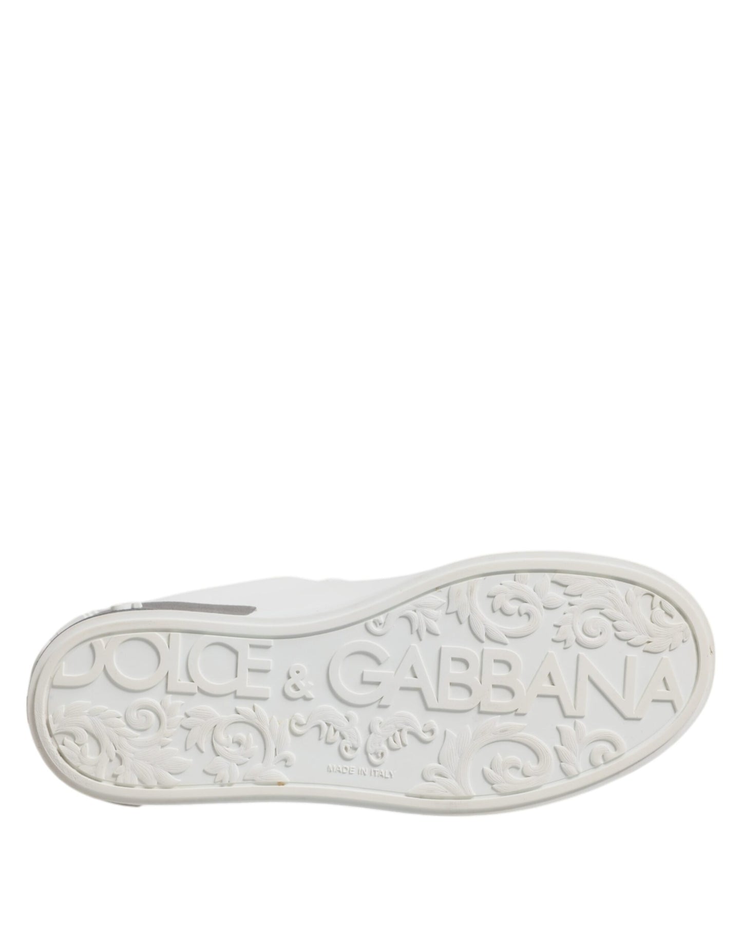 Dolce & Gabbana White Gray Leather Low Top Sneakers