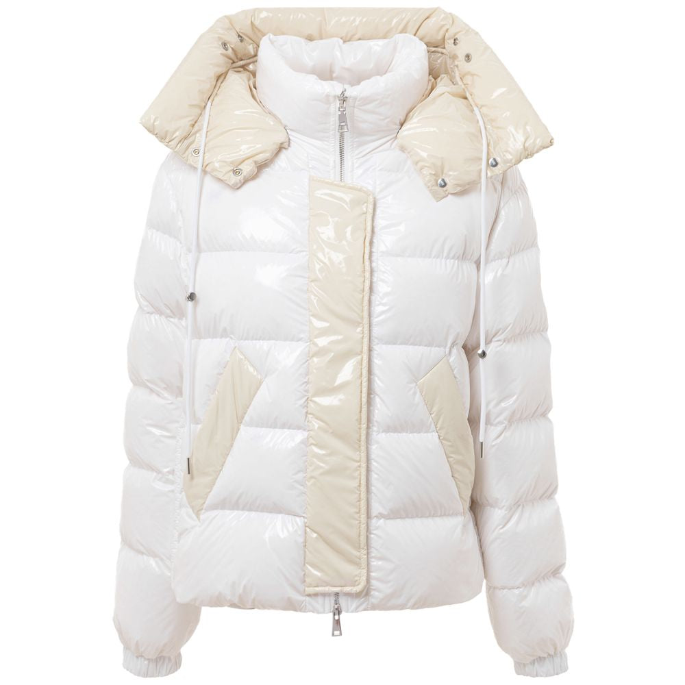 Add White Hooded Puffer Jacket for Women