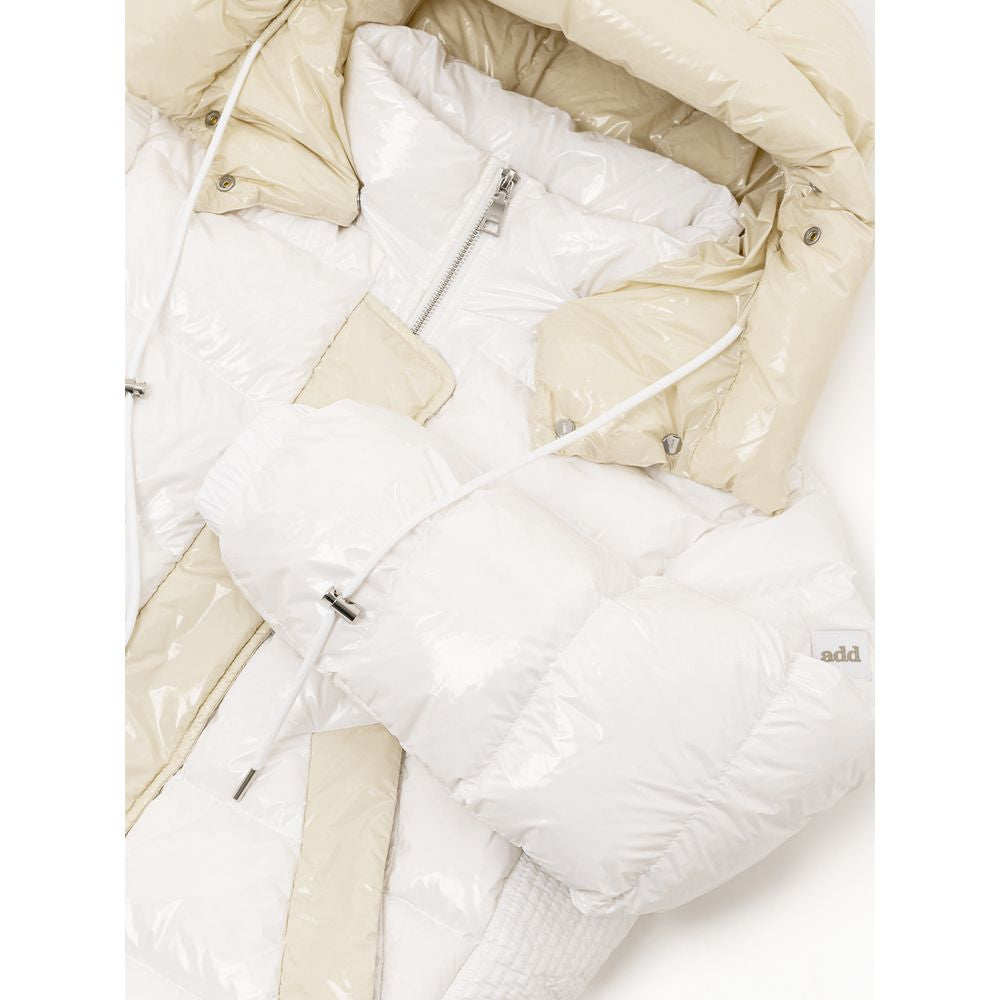 Add White Hooded Puffer Jacket for Women