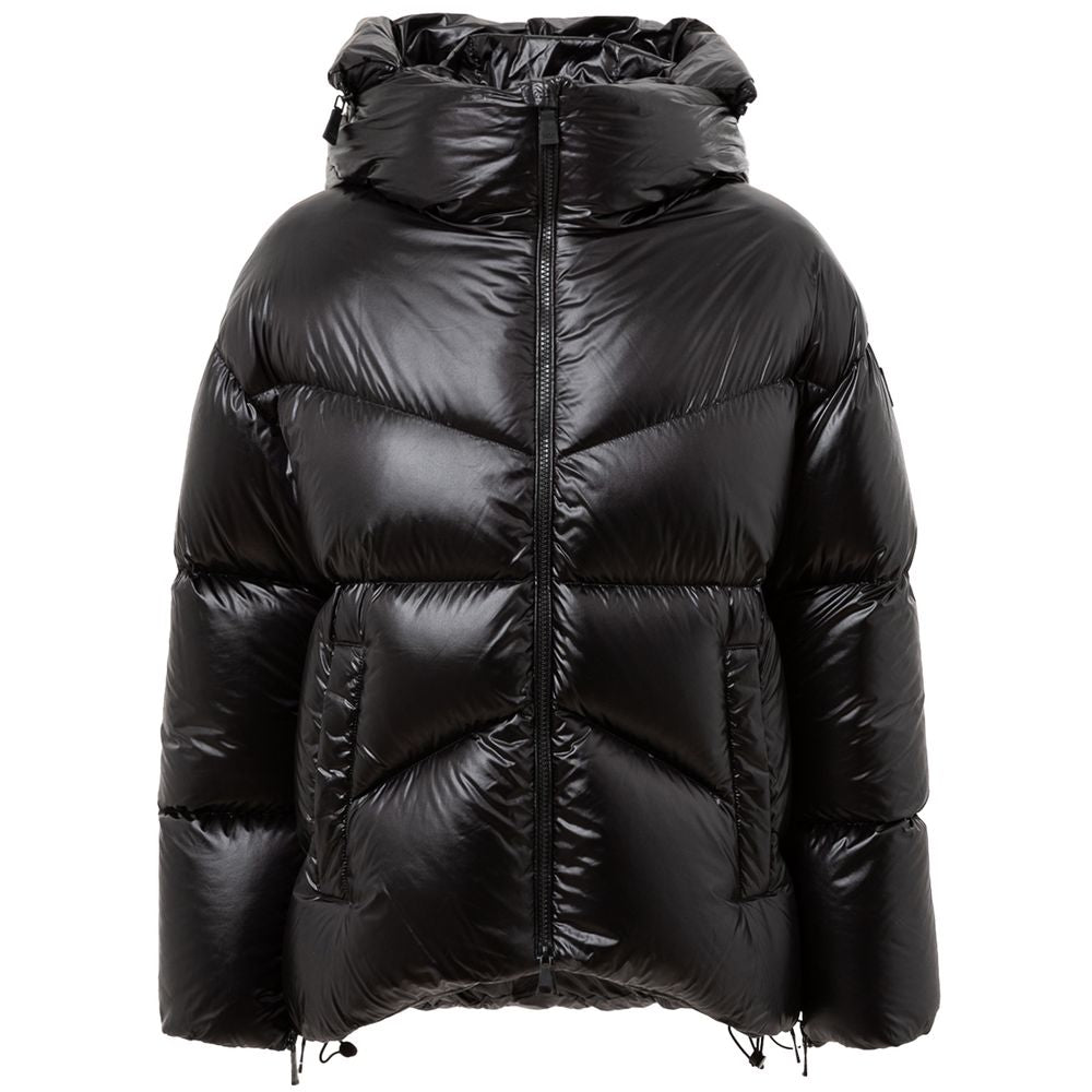 Add Black Insulated Hooded Puffer Jacket