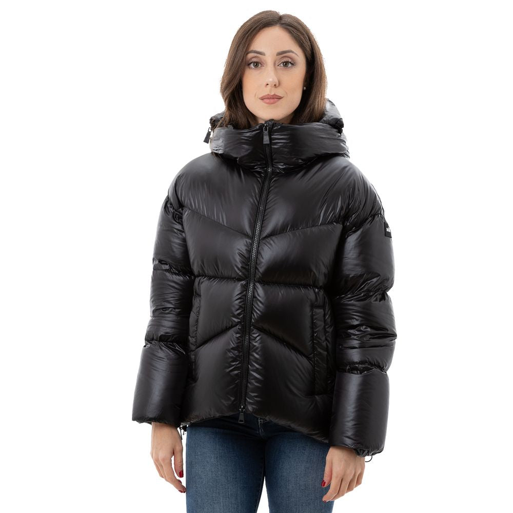 Add Black Insulated Hooded Puffer Jacket