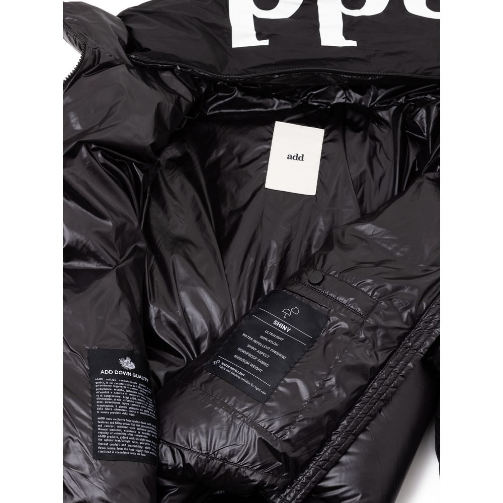 Add Black Insulated Hooded Puffer Jacket