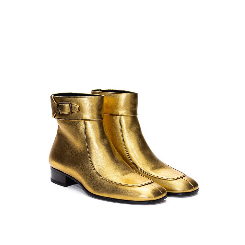 Saint Laurent Gold Leather Boot - Elevate Your Style with Luxury
