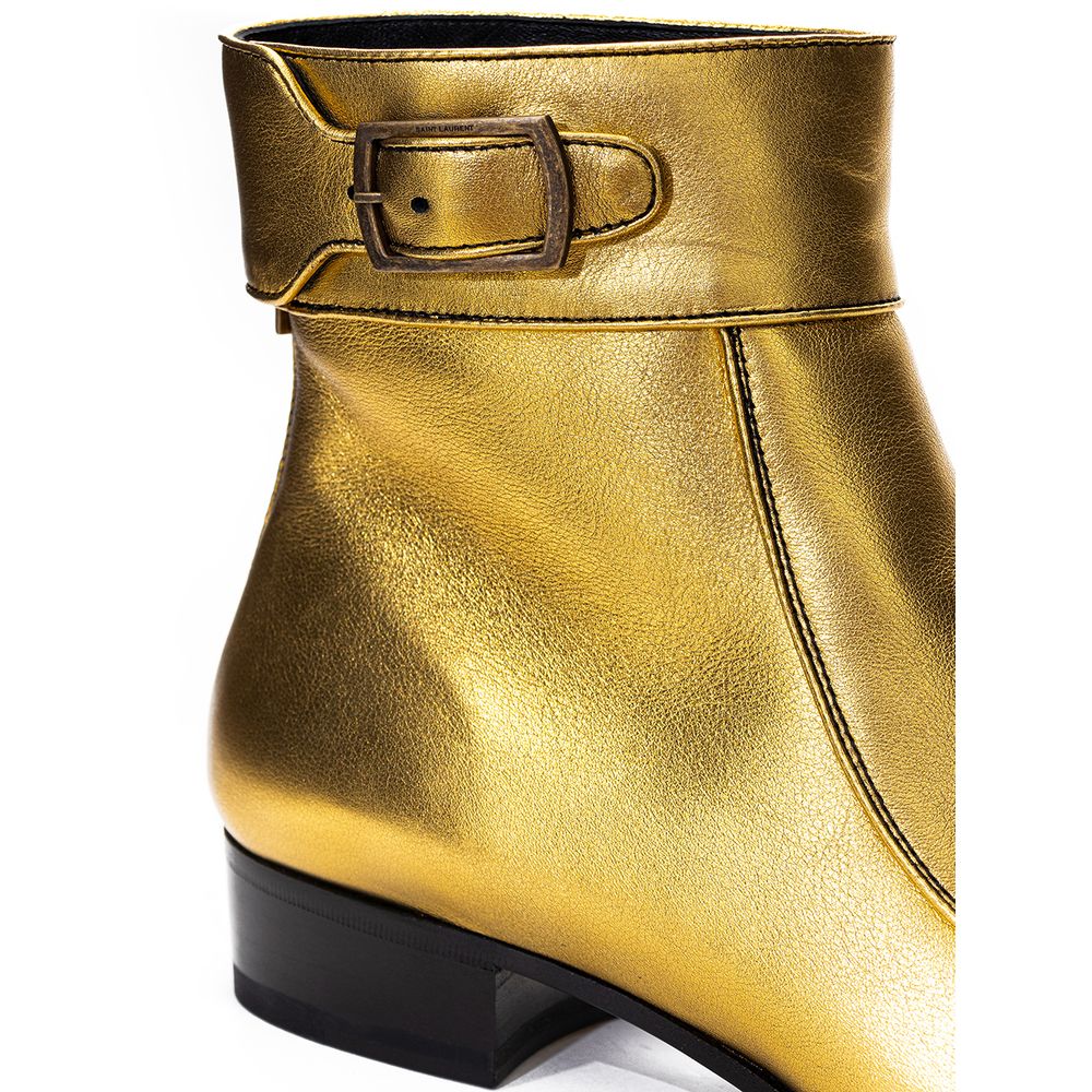 Saint Laurent Gold Leather Boot - Elevate Your Style with Luxury