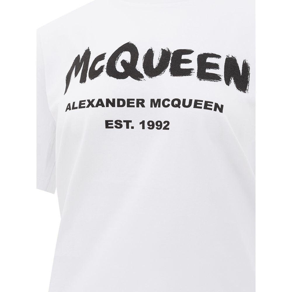 Alexander McQueen Women's White "McQueen" Graffiti T-Shirt