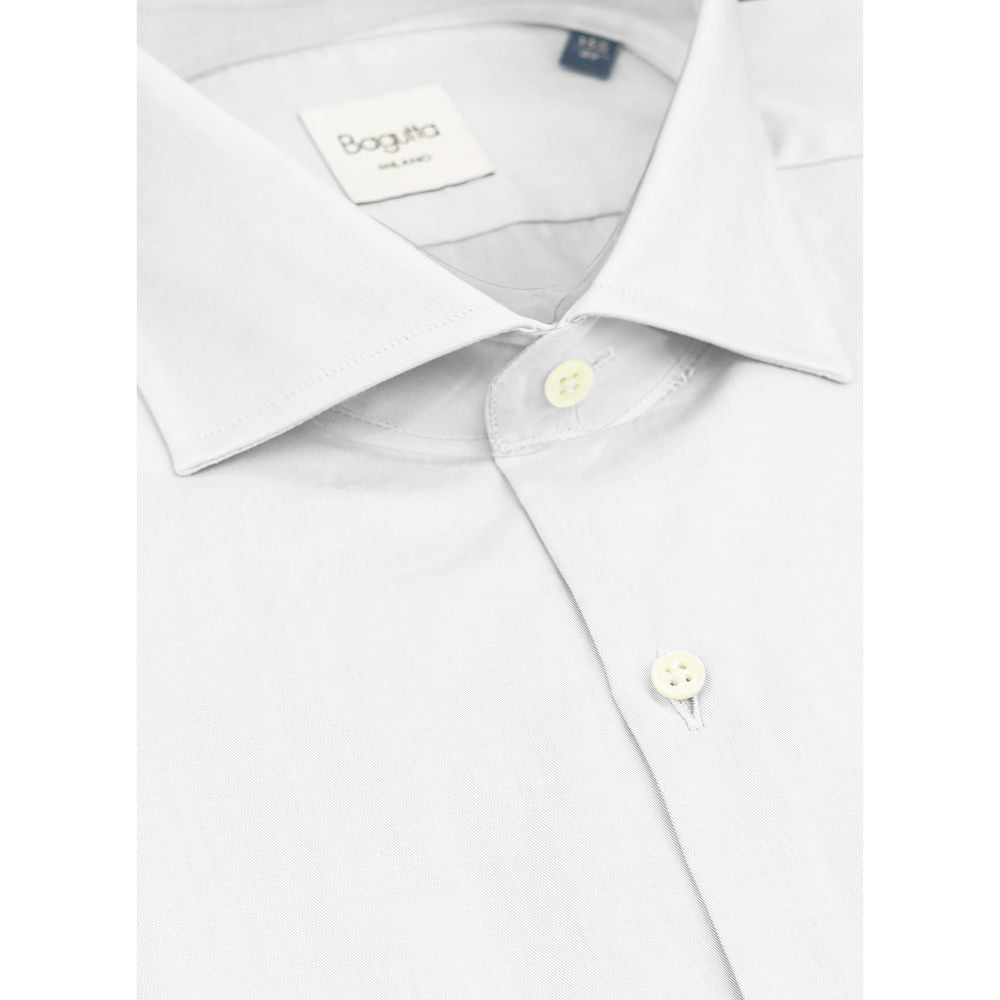 Bagutta White Cotton Shirt - Slim Fit Elegance for Warm Weather