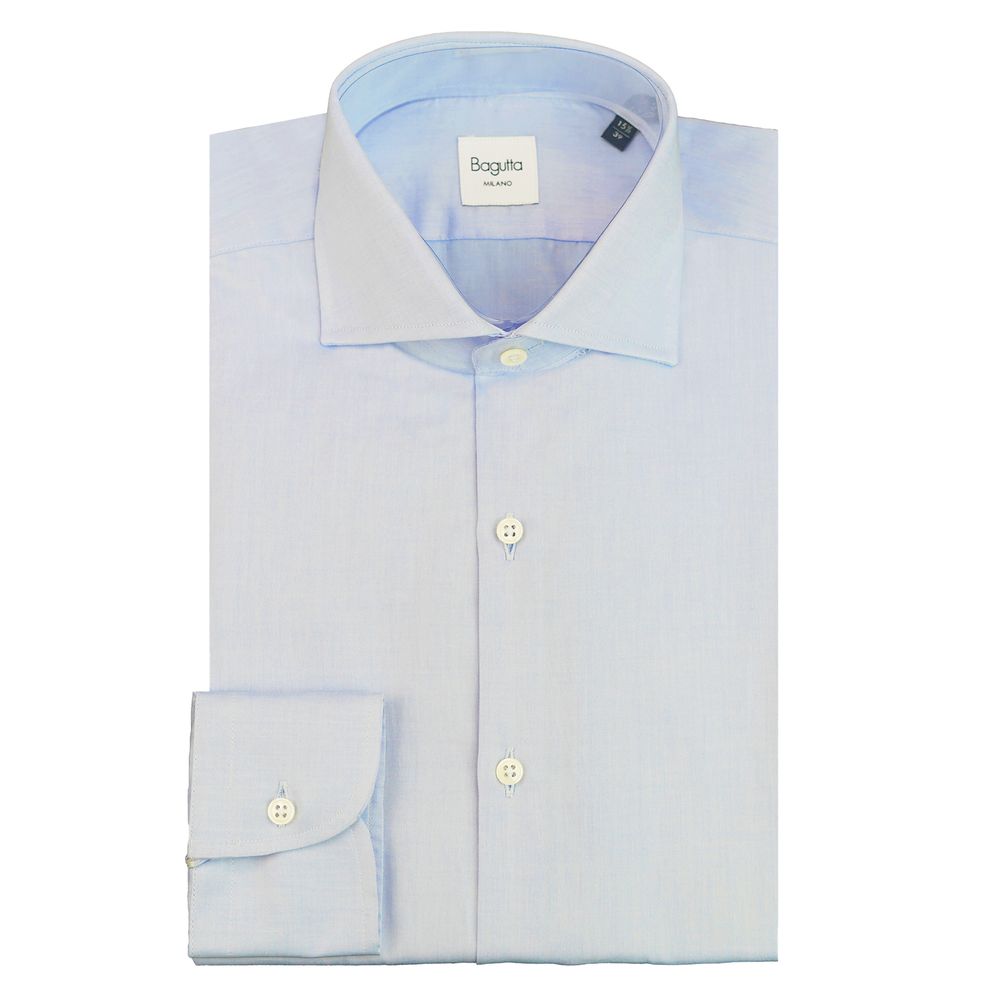 Bagutta Light Blue Cotton Shirt - Slim Fit Elegance for Warm Days