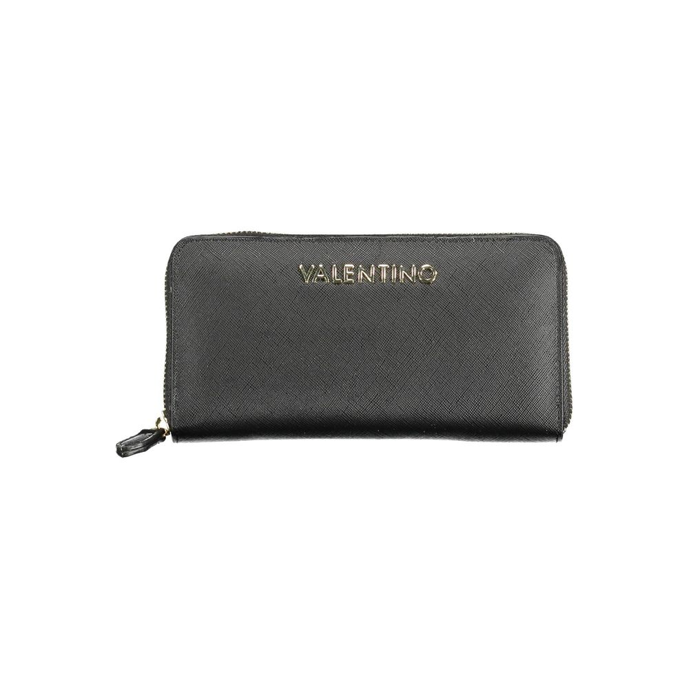 Valentino Bags Black Faux Leather Wallet with Zip Closure